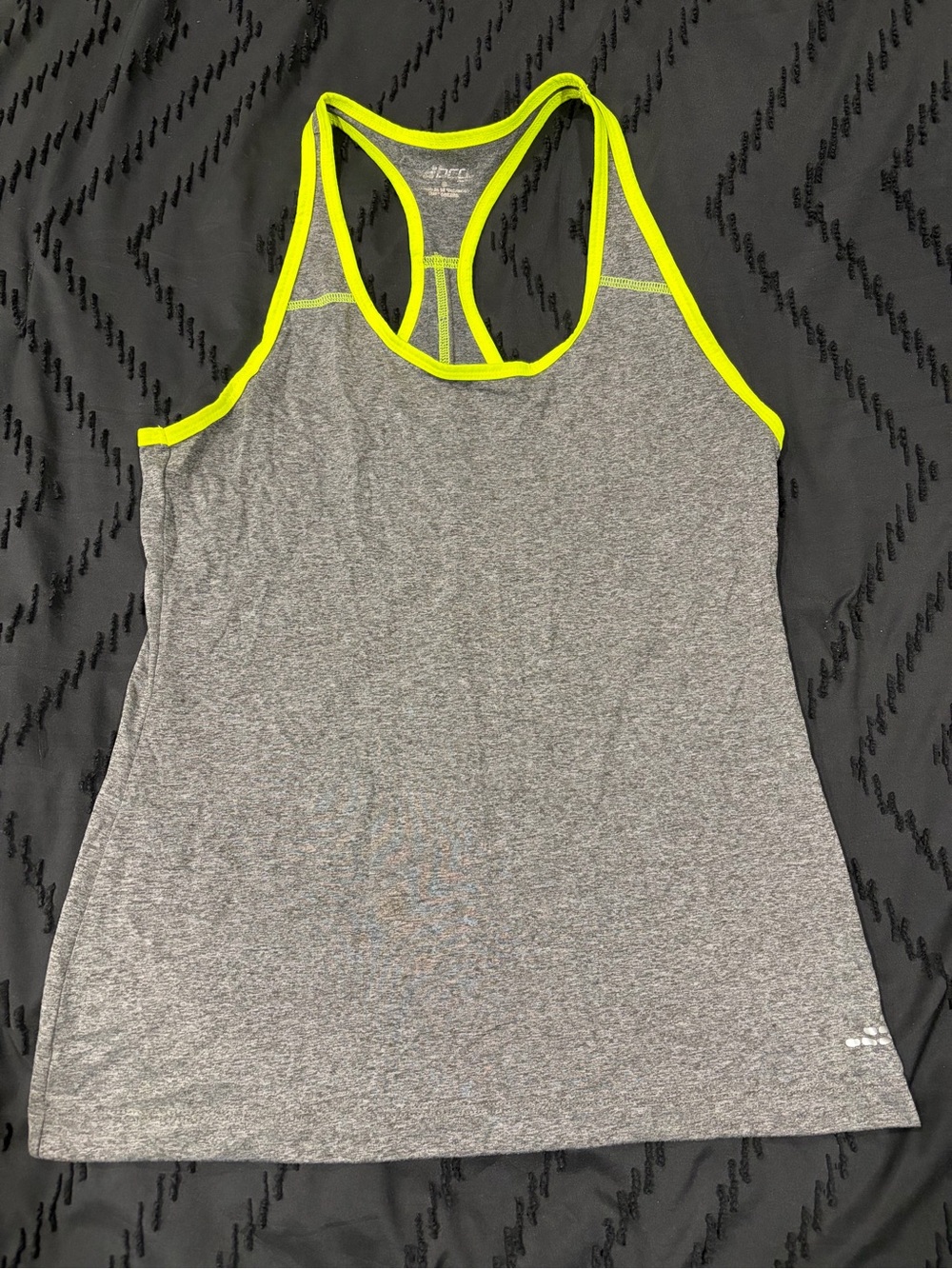 BCG Gray Racerback Tank Top with Neon Trim - Womens Activewear